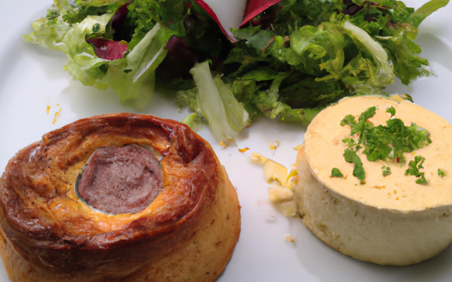 Soufflé au fromage de Pur Brebis des Pyrénées et salade de magret de canard fumé