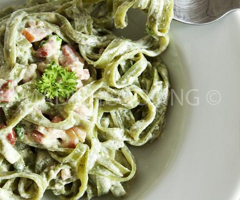 Tagliatelles épinards à la carbonara
