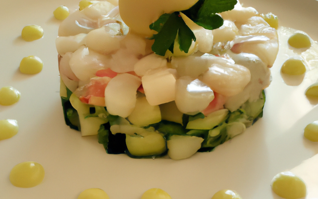 Tartare de Saint-jacques aux poires et au concombre