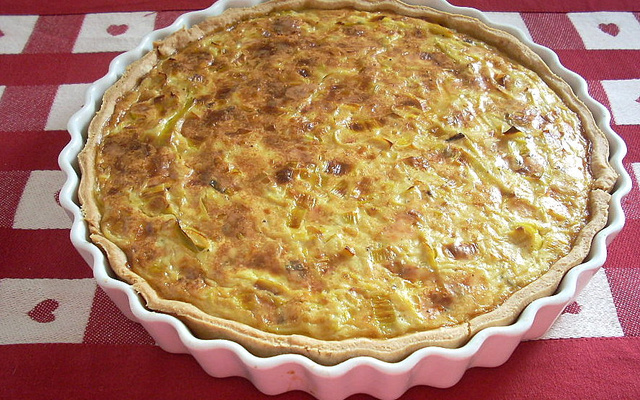 Tarte aux poireaux et à la fourme d'Ambert