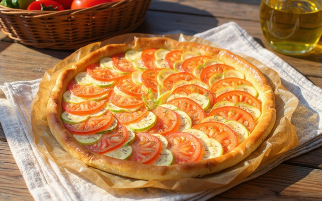 Tarte fine à la courgette et à la tomate