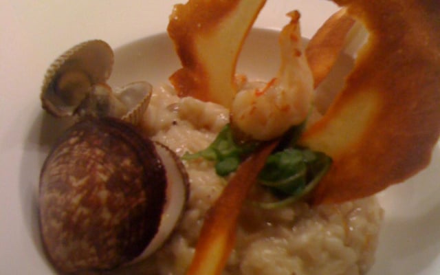 Risotto aux fruits de mer, tuile de parmesan