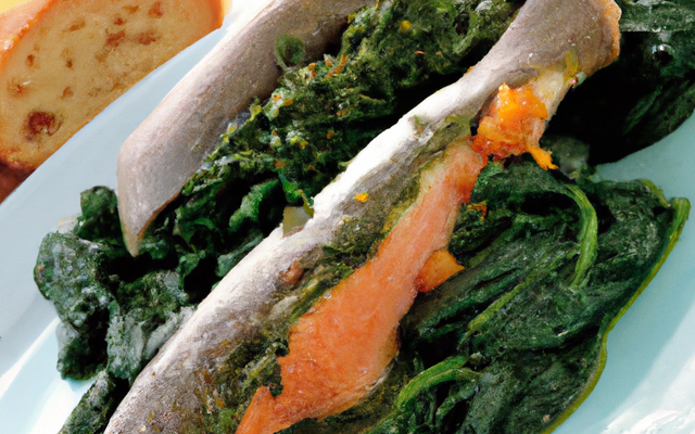 Duo de truite et congre en robe d'épinards