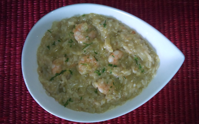 Risotto aux asperges et queues de crevettes