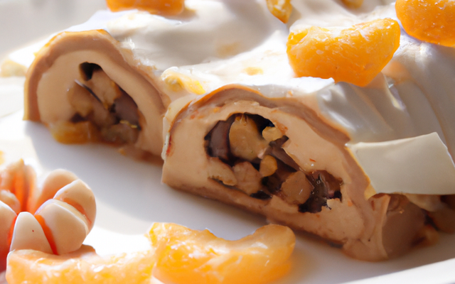 Bûche de Noël à la mandarine et au nougat