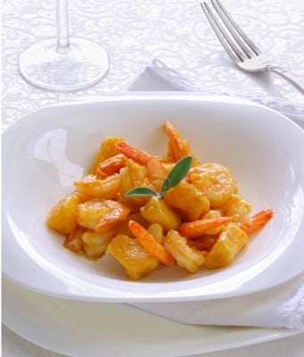 Gnocchi de courge Butternut aux gambas et beurre de sauge