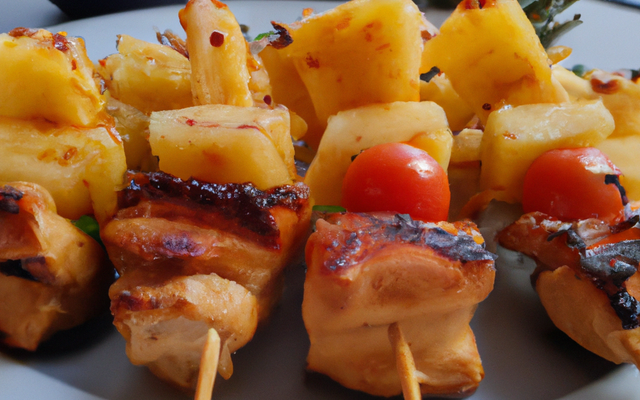 Brochettes de poulet et ananas au sate