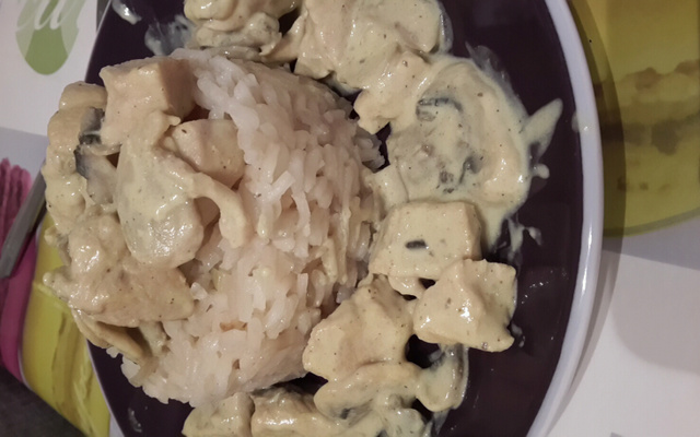 Risotto de poulet aux champignons