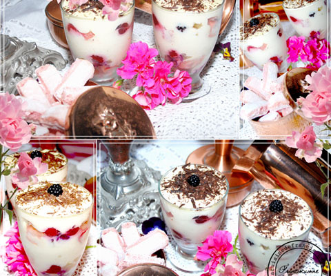 Tiramisu aux fruits rouges, ananas et biscuits roses de Reims