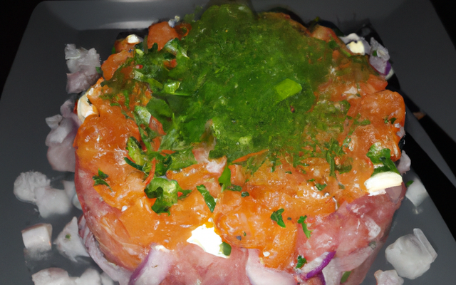 Tartare de saumon aux crevettes