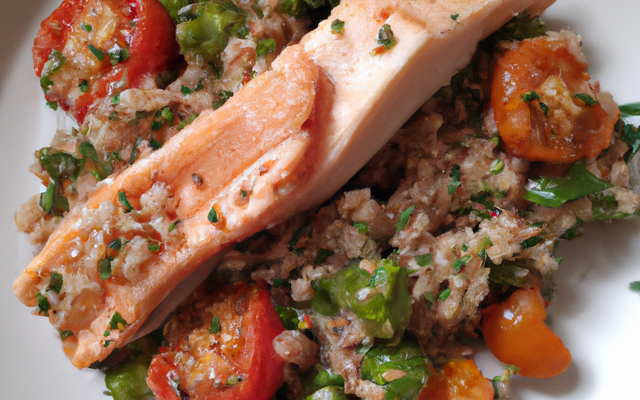Salade de quinoa aux tomates, haricots verts et truite fumée