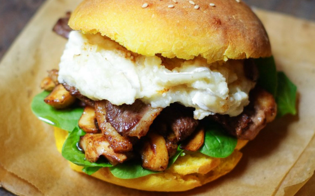 Burger au potiron et magret de canard