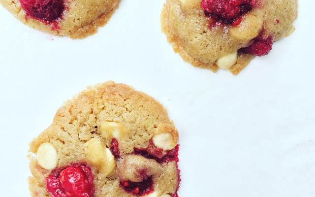 Cookies chocolat blanc et framboises