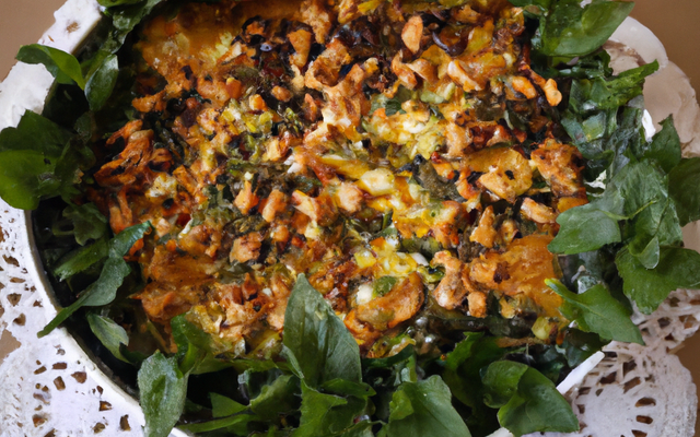 Gratin d'orties au chèvre noisettes et huile d'argan