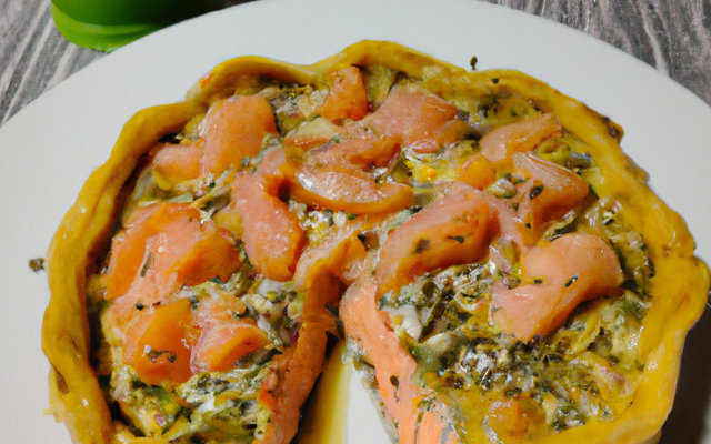 Tourte au saumon et échalotes avec sauce au safran