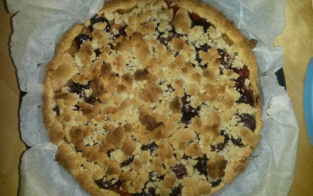 Tarte rhubarbe amandine en crumble