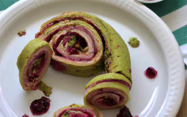 Roulé à la pistache et à la confiture de cerise