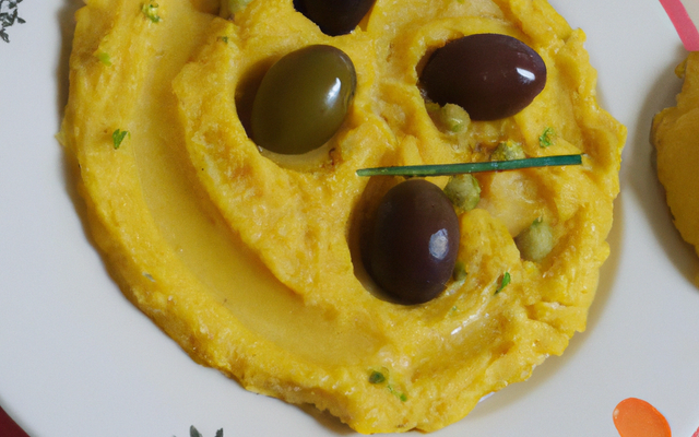 Purée aux olives et curcuma