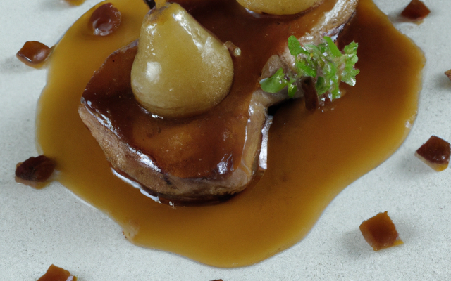 Aumonière de foie gras aux poires caramélisés