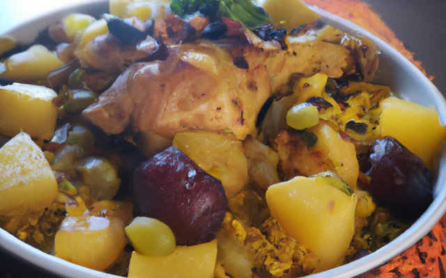 Tajine de chapon, pommes et raisins