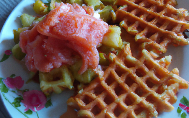 Le saumon mi-cuit et sa gaufre de pomme de terre