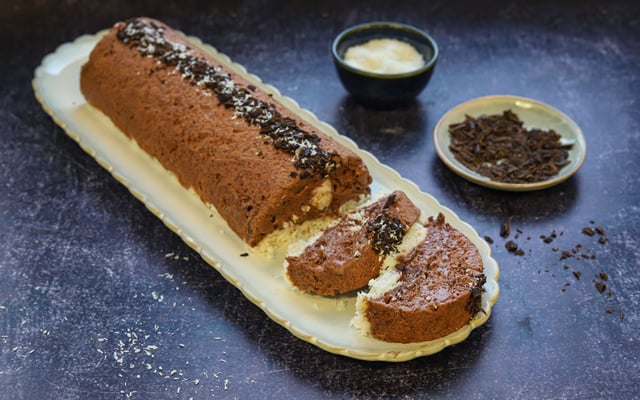 Bûche green glacée au chocolat et coco