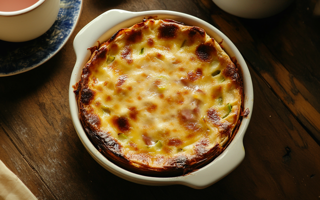 Cocotte de flan de poireaux au jambon