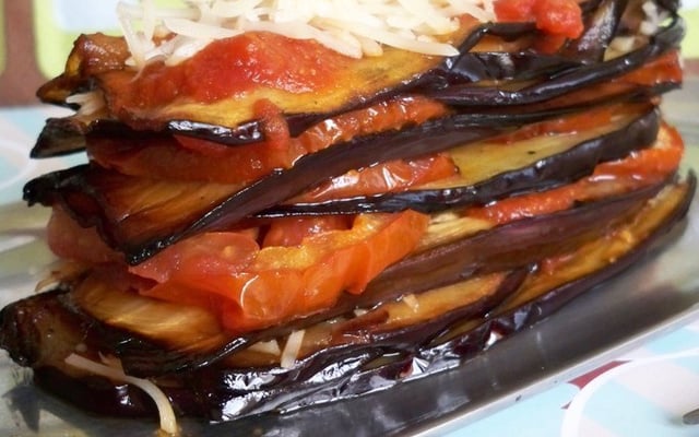 Mille feuilles d'aubergine au cumin