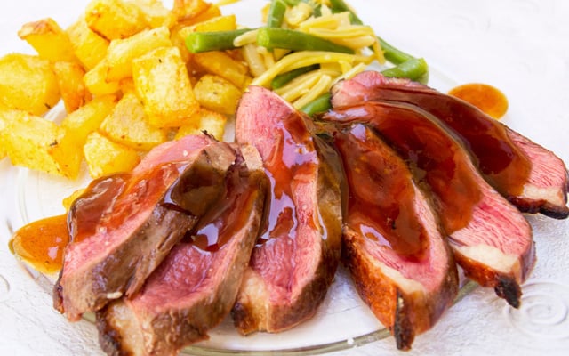 Aiguillettes de canard au miel