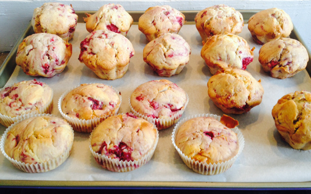 Muffins chocolat blanc et fraises