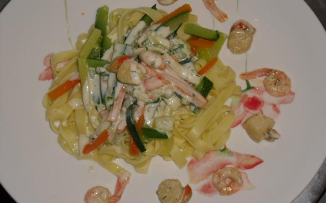 Duo Saint-Jacques et crevettes à l'aneth