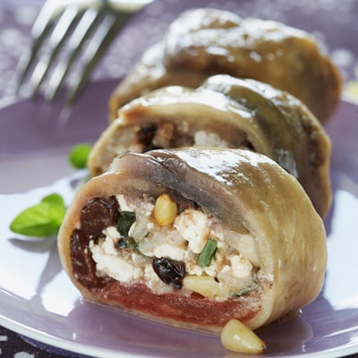 Feuilles d'aubergines farcies façon feuilles de vigne