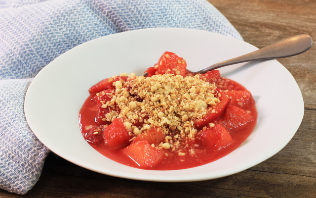 Crumble aux pêches sans four