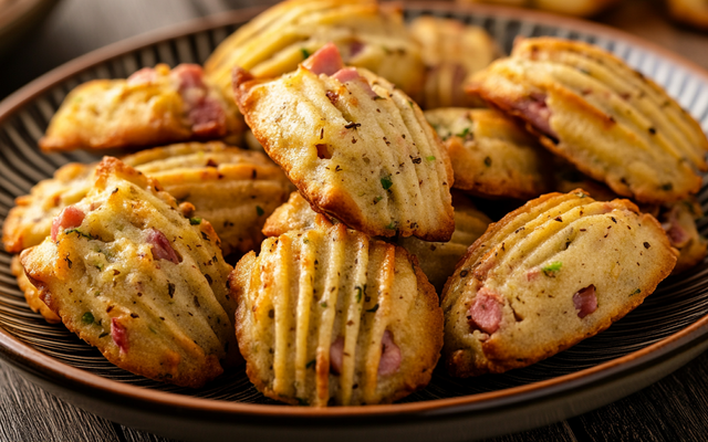 Petites madeleines salées jambon-pistache