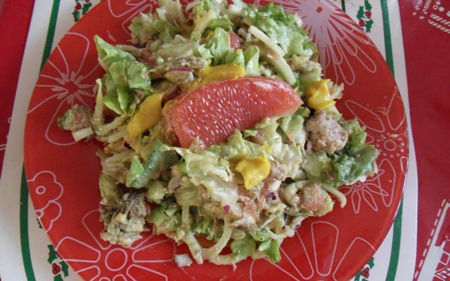 Salade fraîche thon, pamplemousse et moutarde