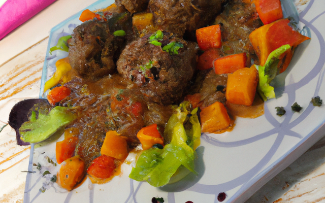 Boulettes de bœuf et émincé de légumes