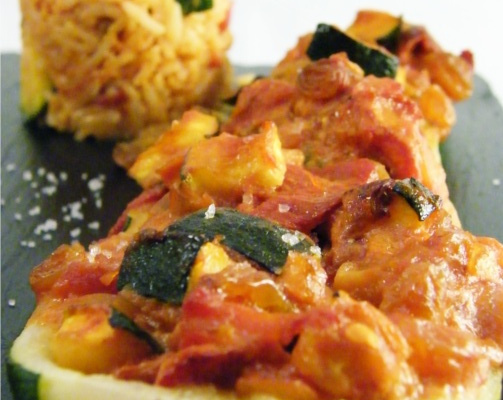 Courgettes farcies aux légumes de saison