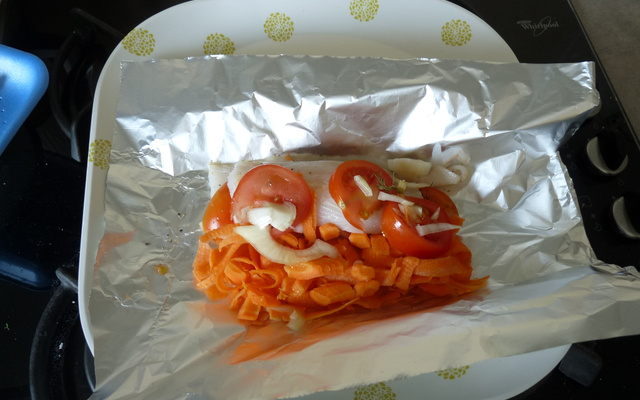 Papillote de filet de sabre et ses légumes