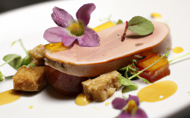 Assiette de foie gras d'oie et fleurs comestibles
