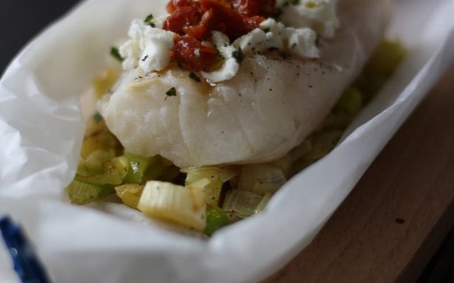 Papillotes de cabillaud aux poireaux et au Carré Frais