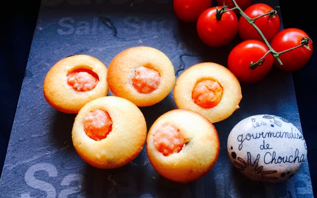 Financiers salés tomate, féta et basilic