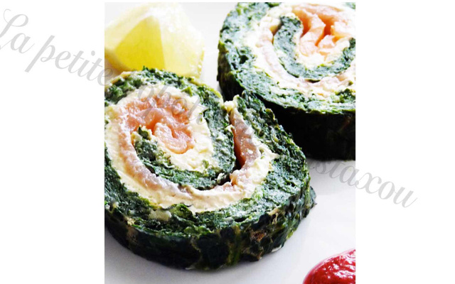 Roulé épinards, saumon et boursin
