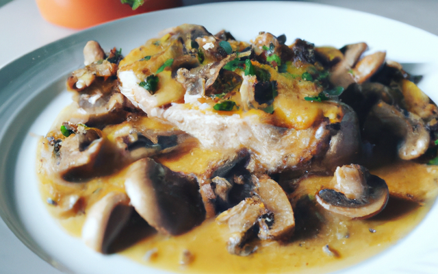 Poulet à la moutarde, aux champignons et à l'estragon