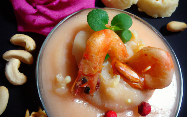 Purée aux noix de st jacques et crevettes roses