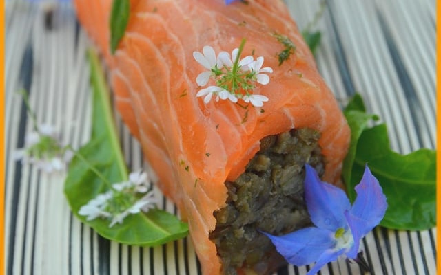 Cannelloni de saumon et lentilles vertes du Puy