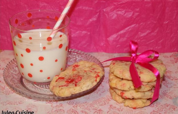Cookies aux pralines roses et au chocolat blanc