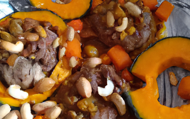 Hachis de potiron et de bœuf avec sa p'tite croûte de cacahuètes