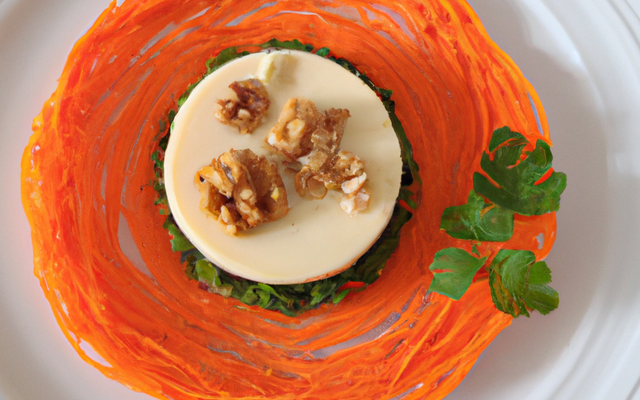 Rosace de noix de Saint-Jacques et mousseline de carotte à la coriandre