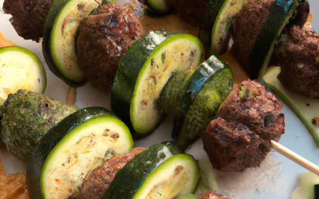 Brochettes de boulettes de bœuf et courgette