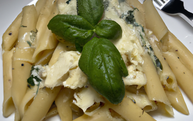 Penne aux 3 fromages et basilic
